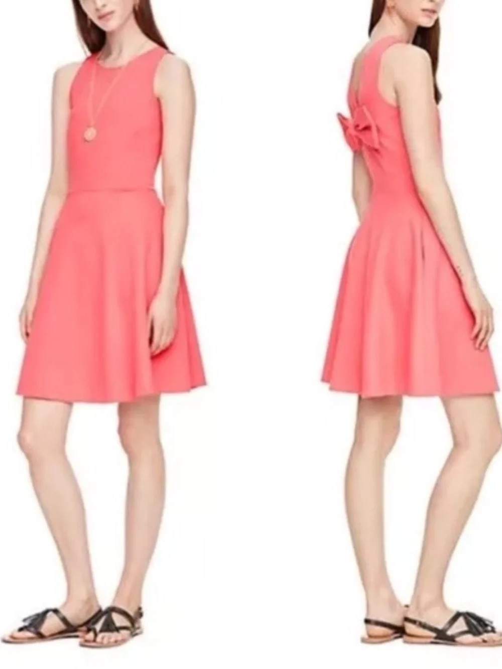 NWT Kate Spade Ponte Bow Dress Coral Pink Watermelon Sz 10